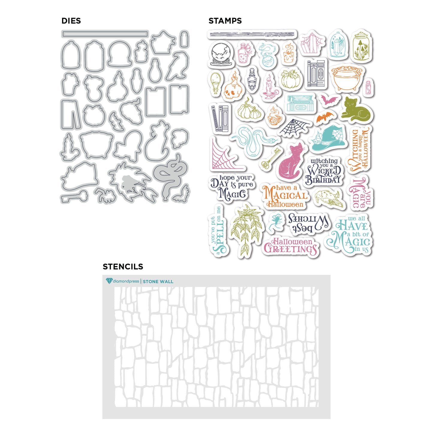 DP Halloween Apothecary Stamp, Die and Stencil Kit