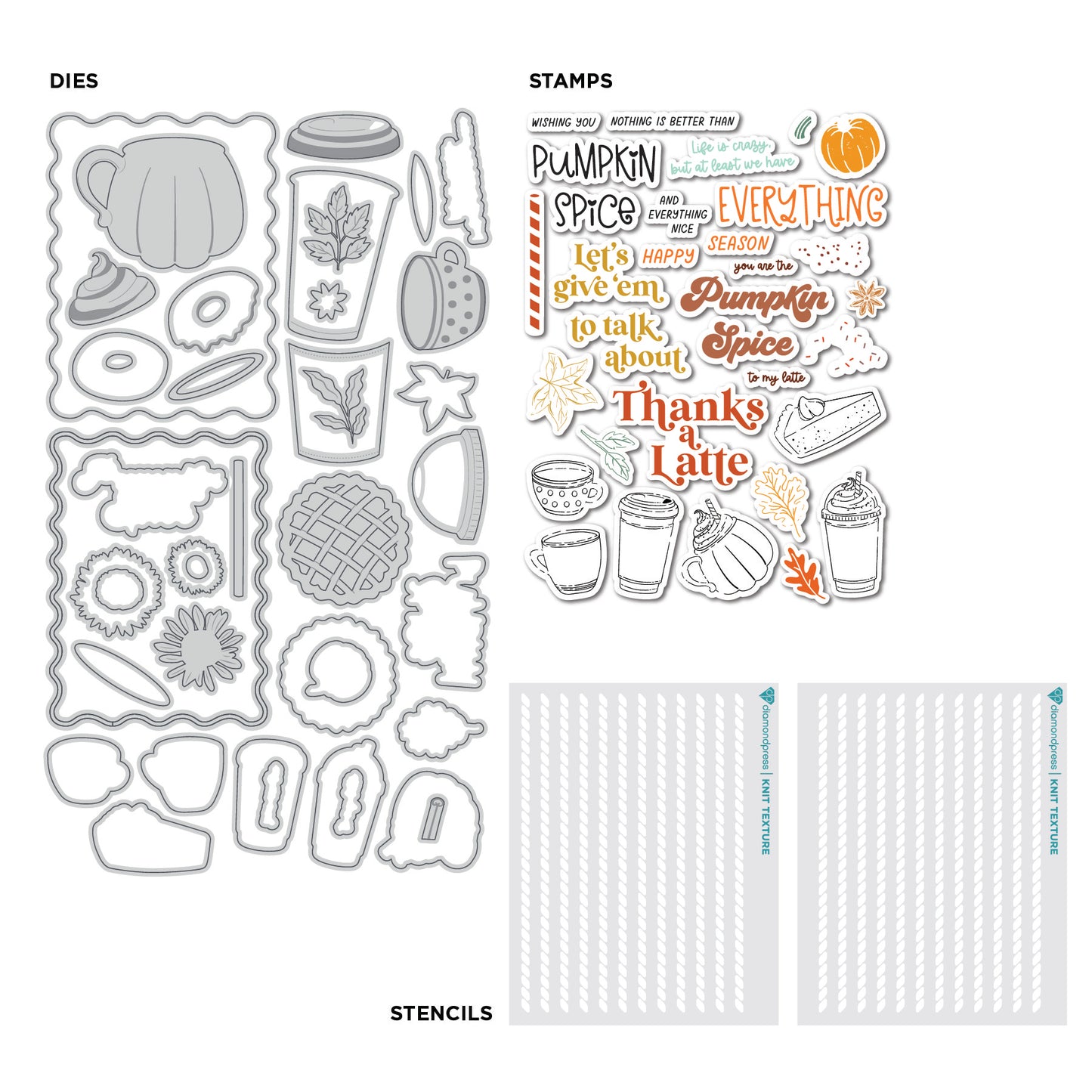 DP Pumpkin Spice Stamp, Die and Stencils Kit