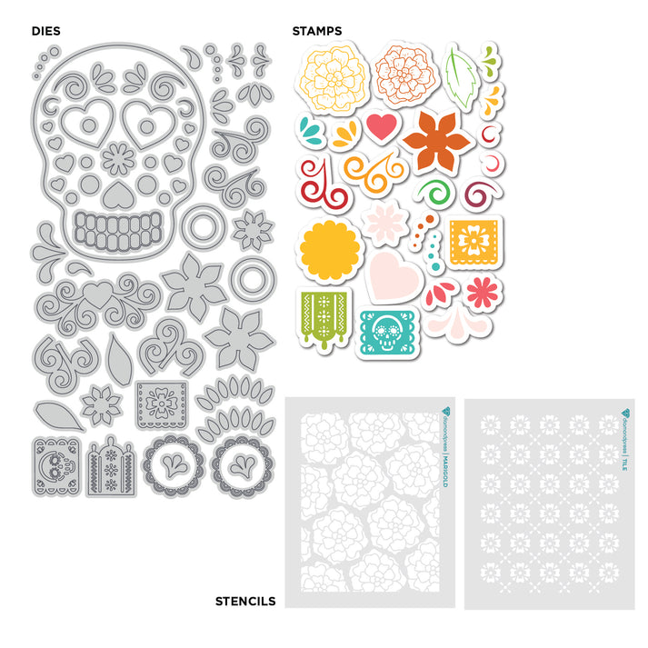 DP Day of the Dead Skull Builder Stamp, Die and Stencil Kit – Diamond ...