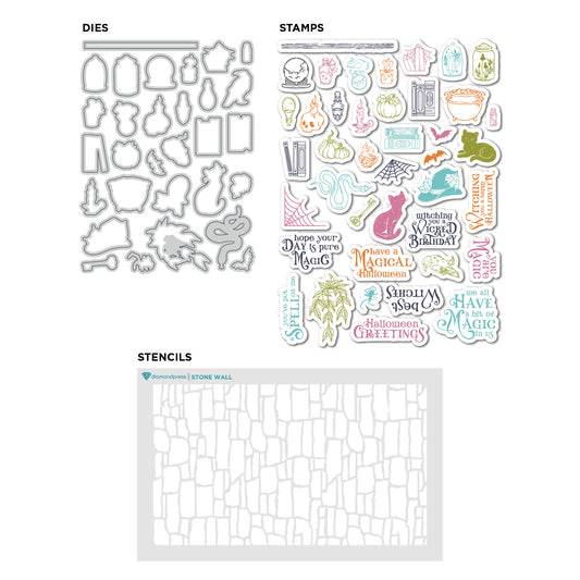 DP Halloween Apothecary Stamp, Die and Stencil Kit