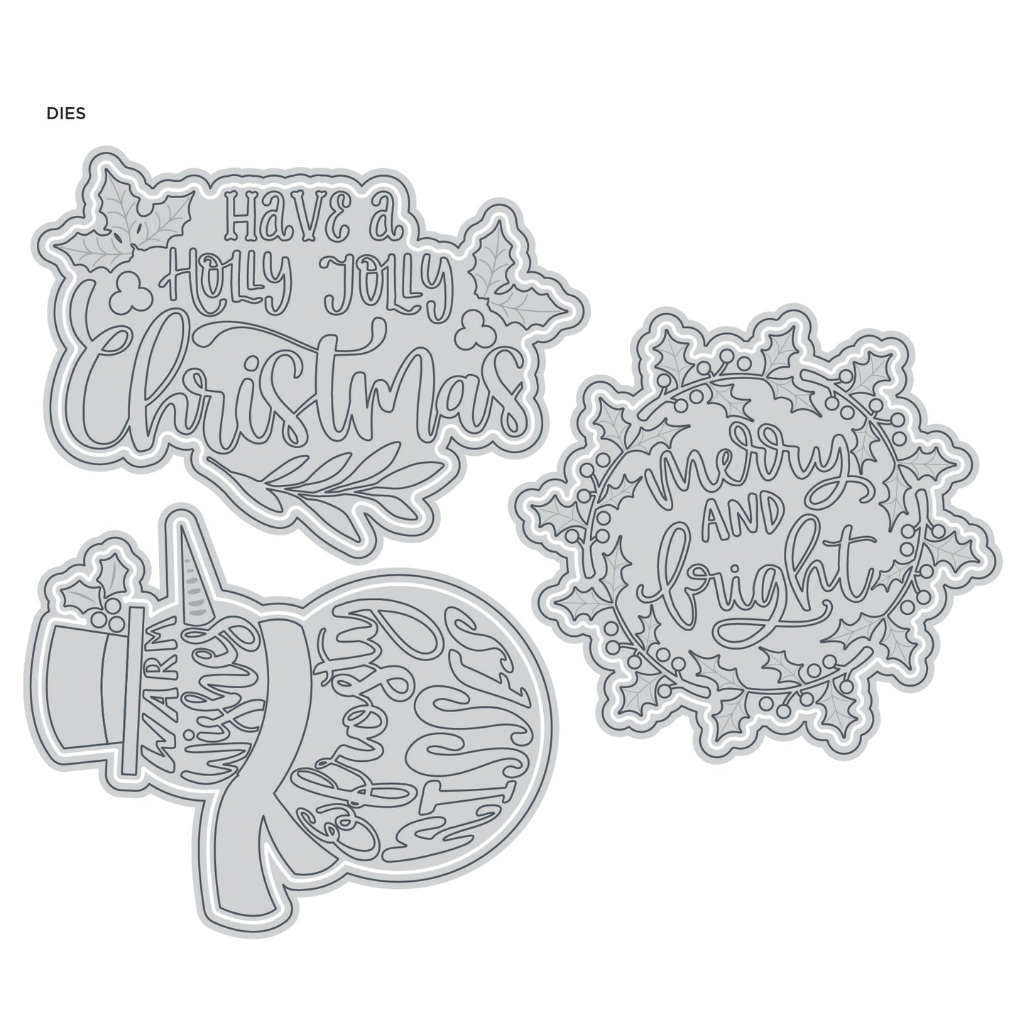 DP Large Christmas words with Embellishments Die Kit