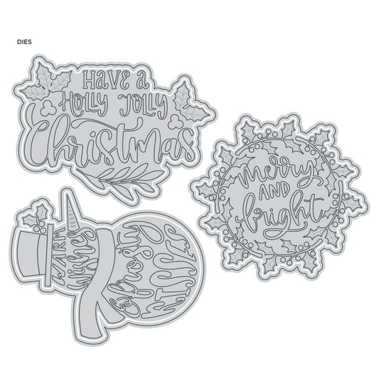 DP Large Christmas words with Embellishments Die Kit