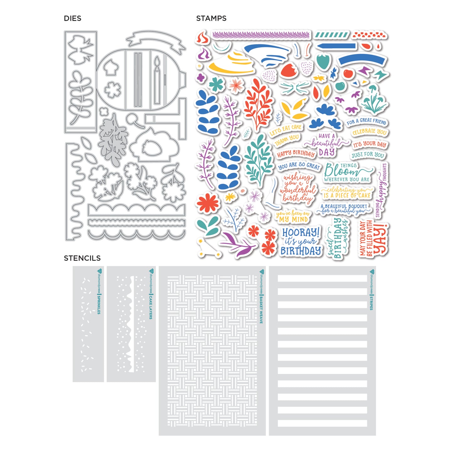 Birthday Pop Up Card Die, Stamp & Stencil Kit