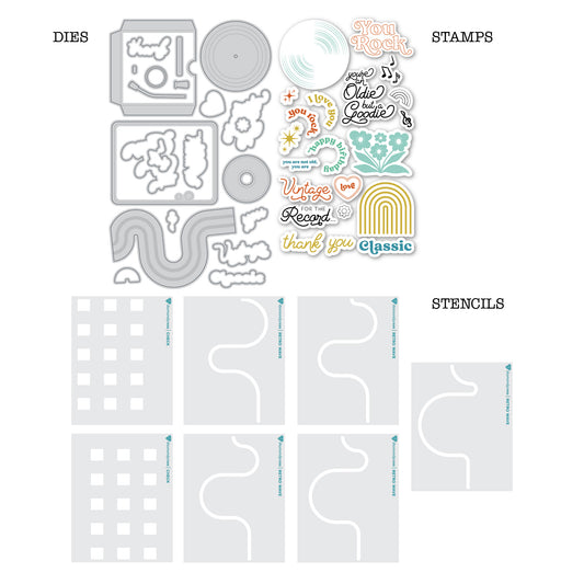 DP Retro Music Die, Stamp and Stencil Kit