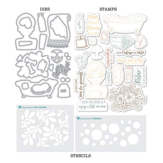 DP Self Care Die, Stamp and Stencil Kit