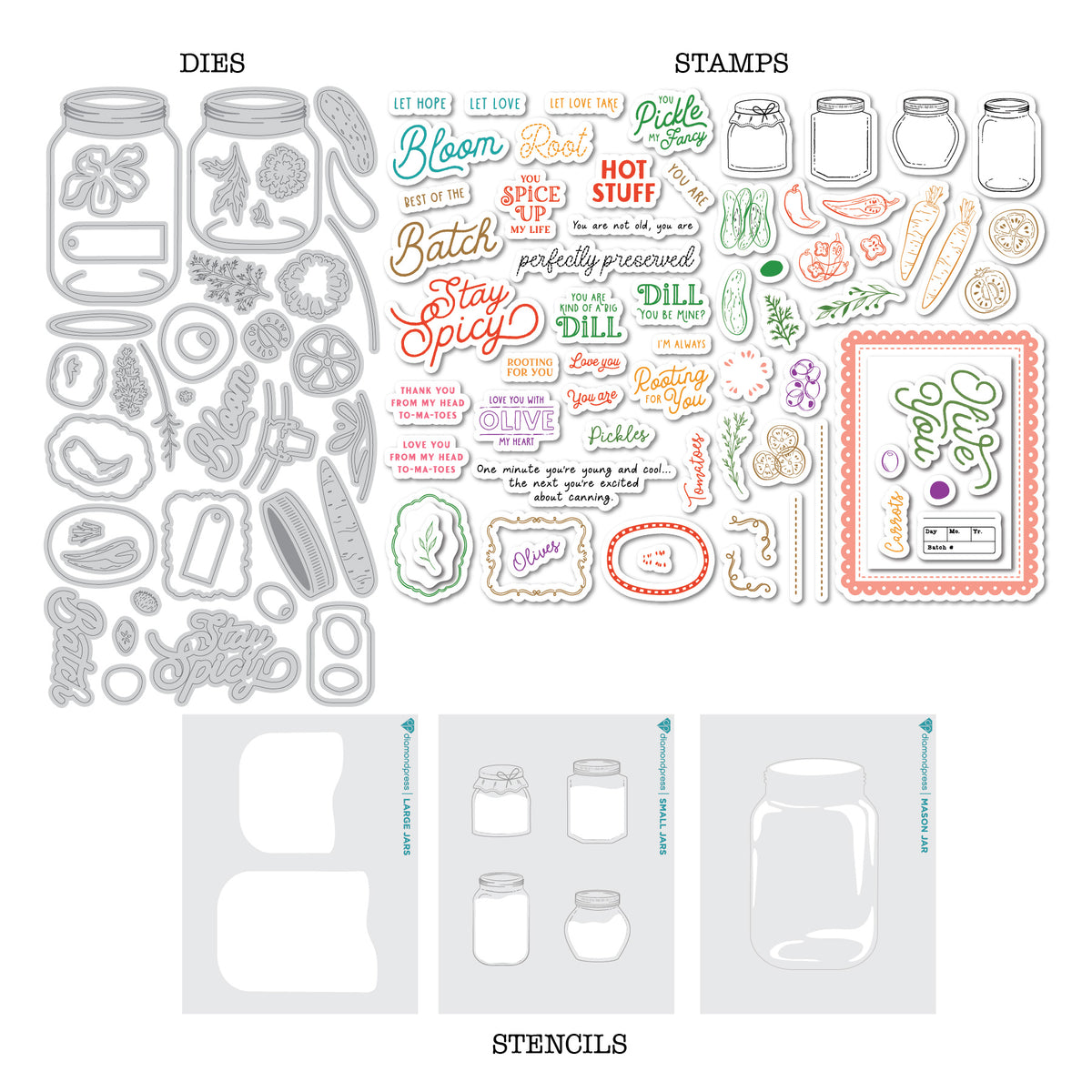 DP M STAMP DIE & STENCIL PERFECTLY PRESERVED KIT
