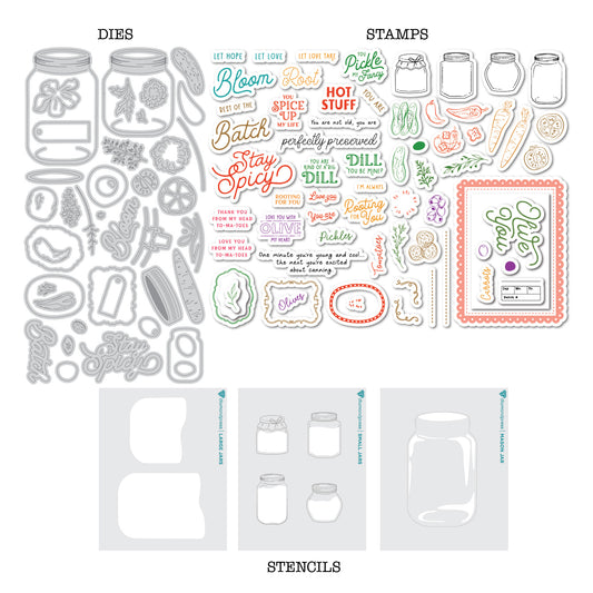 DP M STAMP DIE & STENCIL PERFECTLY PRESERVED KIT