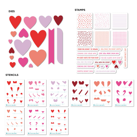 DP STAMP DIE STENCIL MIX MATCH HEARTS