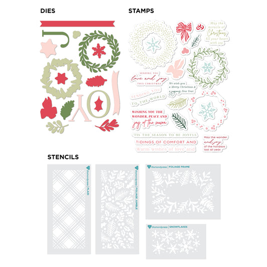 DP Stamp Die Stencil Kit JOY Wreath