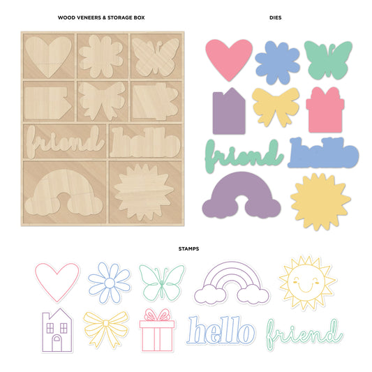 Die Stamp & Wood Veneer Kit - Spring Vibes